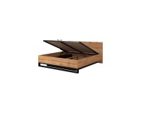 Bed HALLE Helvetia 180x200 cm, wotan oak, with a bedding box and a lifting frame