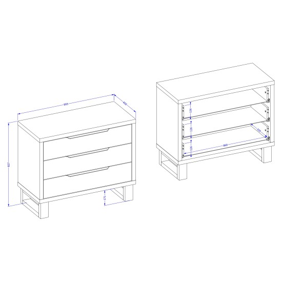 Chest of drawers HALLE Helvetia 99 cm, wotan oak