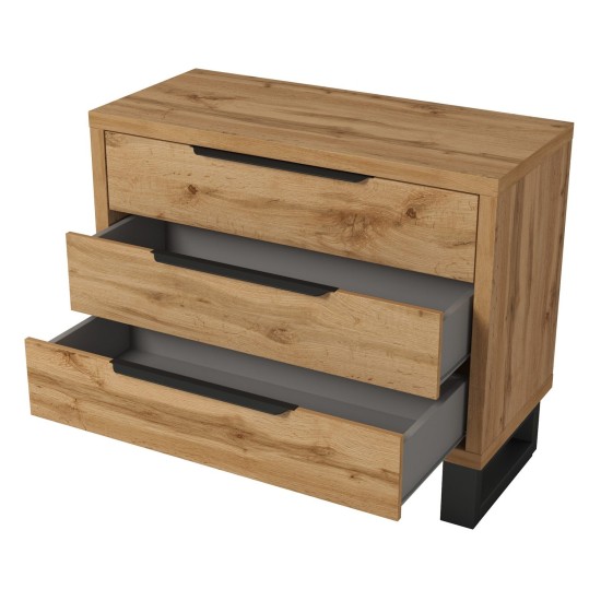 Chest of drawers HALLE Helvetia 99 cm, wotan oak