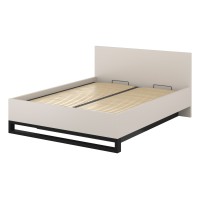 Bed HALLE Helvetia 180x200 cm, cashmere, with a bedding box and a lifting frame