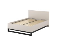 Bed HALLE Helvetia 160x200 cm, cashmere, with a bedding box and a lifting frame