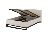 Bed HALLE Helvetia 160x200 cm, cashmere, with a bedding box and a lifting frame