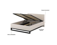 Bed HALLE Helvetia 160x200 cm, cashmere, with a bedding box and a lifting frame