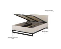 Bed HALLE Helvetia 160x200 cm, cashmere, with a bedding box and a lifting frame