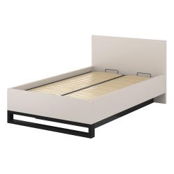 Bed HALLE Helvetia 140x200 cm, cashmere, with a bedding box and a lifting frame