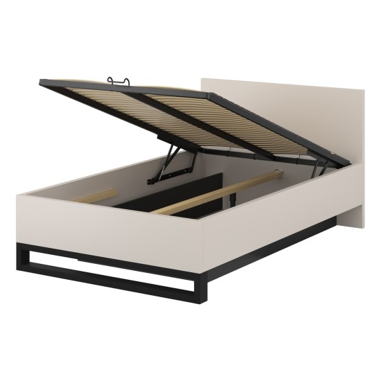 Bed HALLE Helvetia 140x200 cm, cashmere, with a bedding box and a lifting frame Bed HALLE Helvetia 140x200 cm, cashmere, with a bedding box and a lifting frame