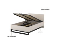 Bed HALLE Helvetia 140x200 cm, cashmere, with a bedding box and a lifting frame Bed HALLE Helvetia 140x200 cm, cashmere, with a bedding box and a lifting frame