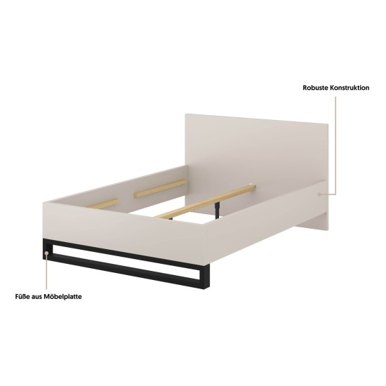 Bed HALLE Helvetia 160x200 cm, cashmere