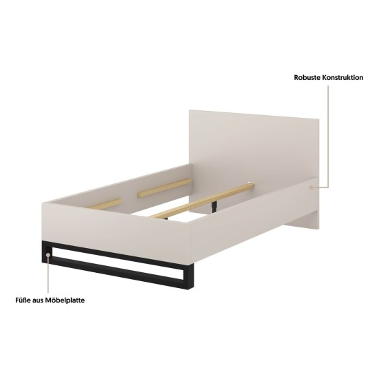 Bed HALLE Helvetia 140x200 cm, cashmere