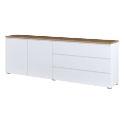 Chest of drawers MODO 200 cm, white with mauvella oak Chest of drawers MODO 200 cm, white with mauvella oak