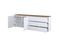 Chest of drawers MODO 200 cm, white with mauvella oak, two doors and three drawers