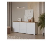 Chest of drawers MODO 150 cm, white with mauvella oak, two doors and three drawers