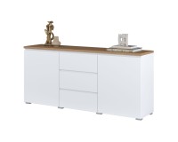 Chest of drawers MODO 150 cm, white with mauvella oak, two doors and three drawers