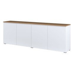Chest of drawers MODO 200 cm, white with mauvella oak, four doors