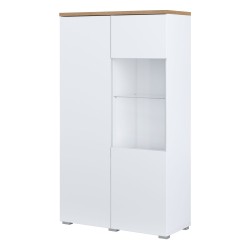 Display cabinet MODO 80 cm, white with mauvella oak