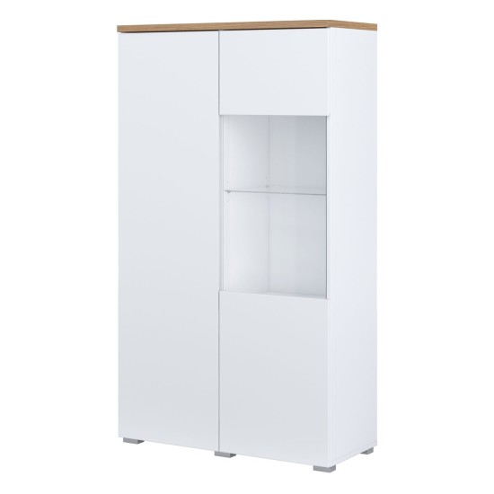 Display cabinet MODO 80 cm, white with mauvella oak