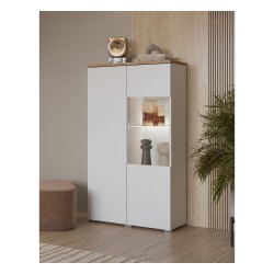 Display cabinet MODO 80 cm, white with mauvella oak