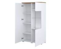 Display cabinet MODO 80 cm, white with mauvella oak
