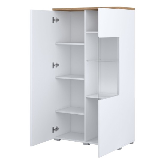 Display cabinet MODO 80 cm, white with mauvella oak