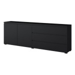 Chest of drawers MODO 200 cm, black onyx, two doors and three drawers