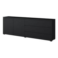 Chest of drawers MODO 200 cm, black onyx, two doors and three drawers