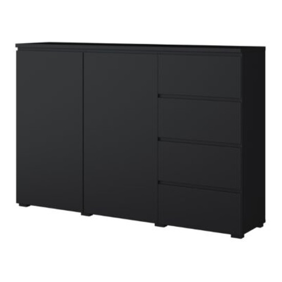 Chest of drawers MODO 150 cm, black onyx, two doors and four drawers Chest of drawers MODO 150 cm, black onyx, two doors and four drawers