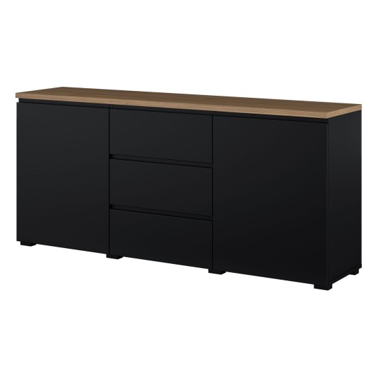 Chest of drawers MODO 150 cm, black onyx with mauvella oak, two doors and three drawers Chest of drawers MODO 150 cm, black onyx with mauvella oak, two doors and three drawers