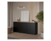 Chest of drawers MODO 150 cm, black onyx with mauvella oak, two doors and three drawers Chest of drawers MODO 150 cm, black onyx with mauvella oak, two doors and three drawers