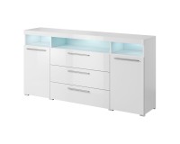 Chest of drawers INDIA 182 cm, white, two doors and three drawers