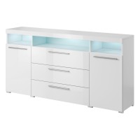 Chest of drawers INDIA 182 cm, white, two doors and three drawers