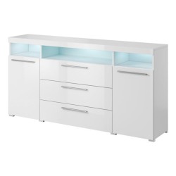 Chest of drawers INDIA 182 cm, white, two doors and three drawers