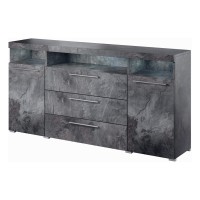 Chest of drawers INDIA 182 cm, Schiefer, two doors and three drawers