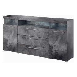 Chest of drawers INDIA 182 cm, Schiefer, two doors and three drawers