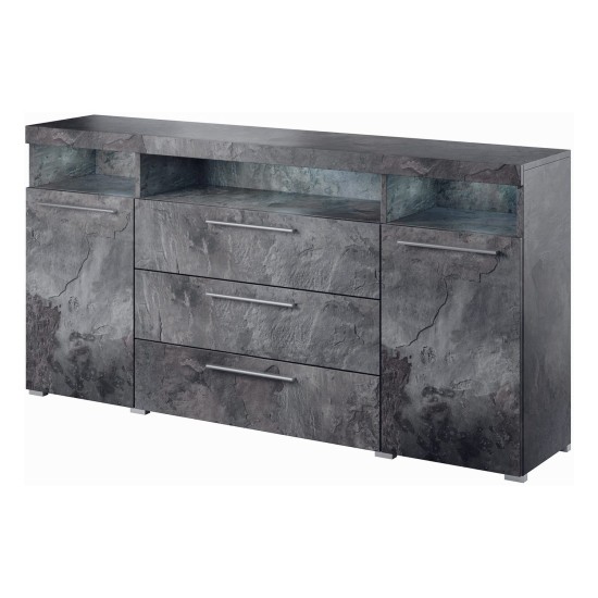 Chest of drawers INDIA 182 cm, Schiefer, two doors and three drawers