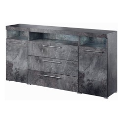 Chest of drawers INDIA 182 cm, Schiefer, two doors and three drawers