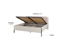 Bed JUKON S 180x200 cm, cashmere, with a bedding box