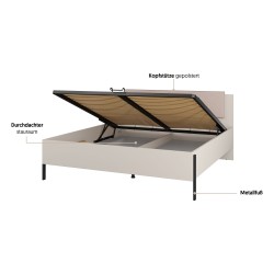 Bed JUKON S 180x200 cm, cashmere, with a bedding box