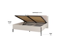 Bed JUKON S 180x200 cm, cashmere, with a bedding box