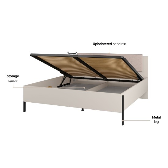 Bed JUKON S 180x200 cm, cashmere, with a bedding box