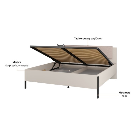 Bed JUKON S 180x200 cm, cashmere, with a bedding box