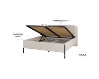 Bed JUKON S 160x200 cm, cashmere, with a bedding box