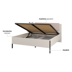 Bed JUKON S 160x200 cm, cashmere, with a bedding box