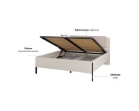 Bed JUKON S 160x200 cm, cashmere, with a bedding box