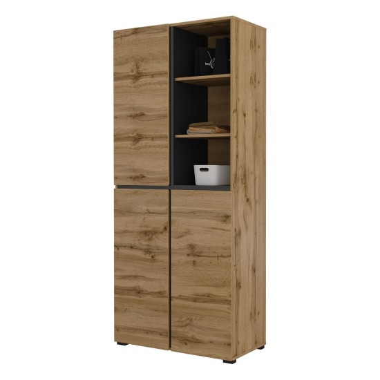 Wardrobe CROSS Helvetia 79 cm, wotan oak with black