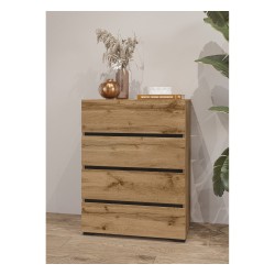 Chest of drawers CROSS Helvetia 60 cm, wotan oak with black Chest of drawers CROSS Helvetia 60 cm, wotan oak with black