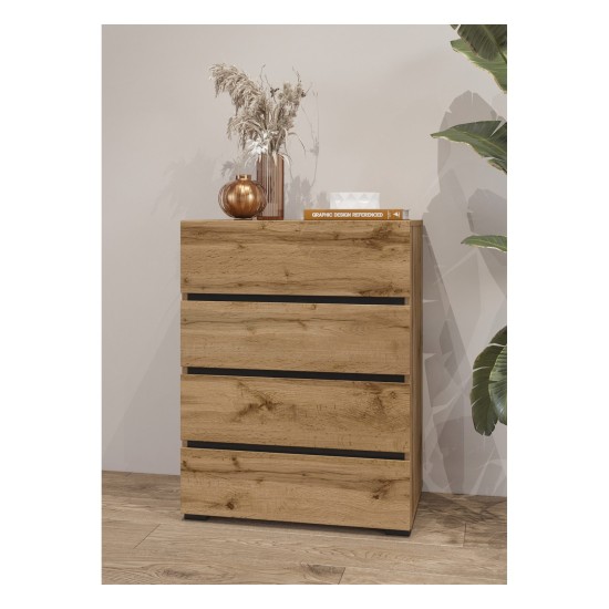 Chest of drawers CROSS Helvetia 60 cm, wotan oak with black
