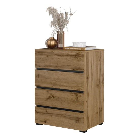 Chest of drawers CROSS Helvetia 60 cm, wotan oak with black