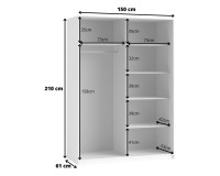 Wardrobe BETA Helvetia 150 cm, white
