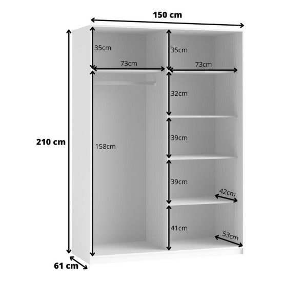 Wardrobe BETA Helvetia 150 cm, white