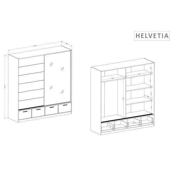 ארון בגדים BETA Helvetia 200, אלון מאוולה